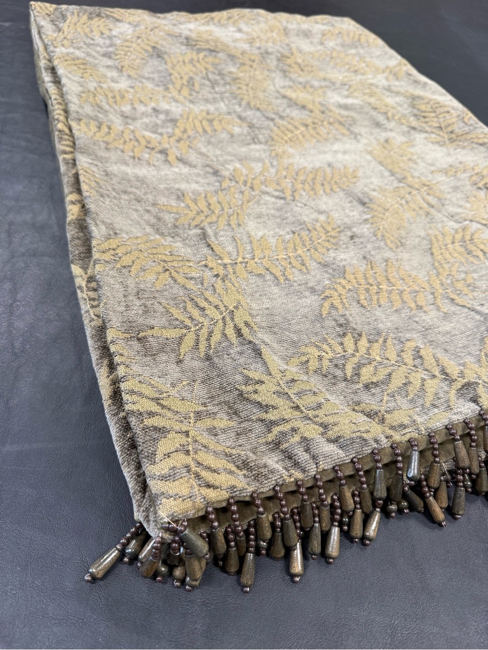 Vintage Brentwood Originals Jacquard Fern Throw Blanket 60x41 Sage Green Velvet - Picture 2 of 15